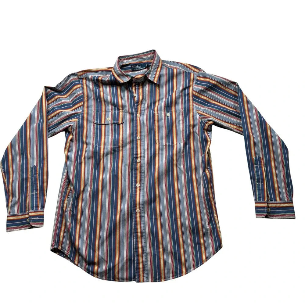 Polo Ralph Lauren Mens Striped Button Down Shirt Large‎ Multi Color #1137